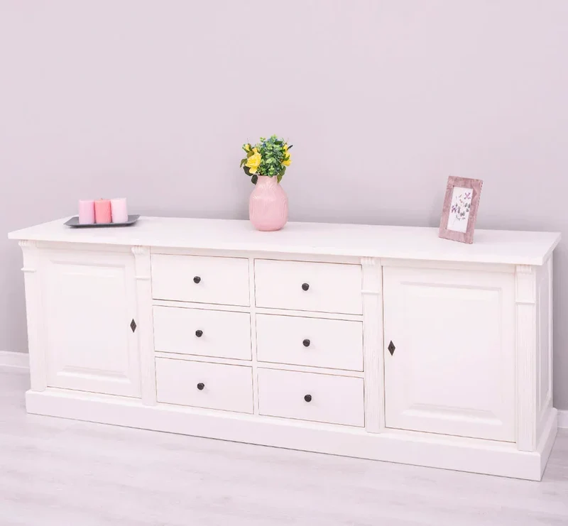 Großes Sideboard aus Massivholz im Landhausstil mit 6 Schubladen