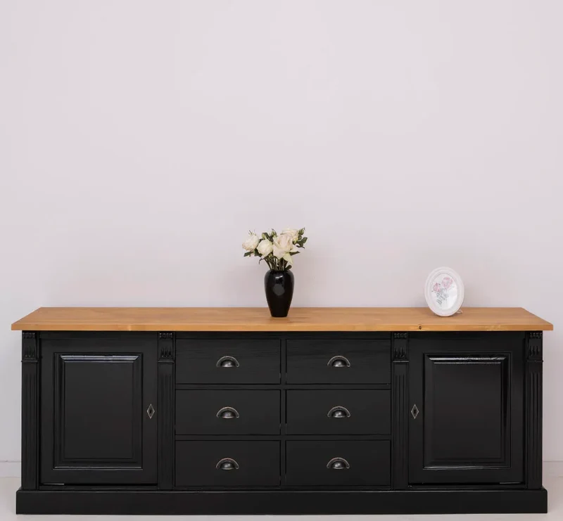 Großes Sideboard aus Massivholz im Landhausstil mit 6 Schubladen