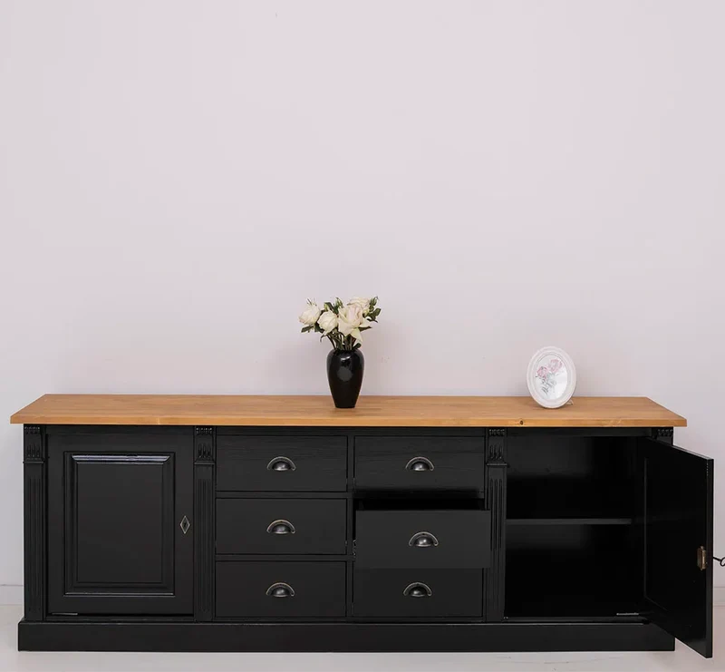 Großes Sideboard aus Massivholz im Landhausstil mit 6 Schubladen