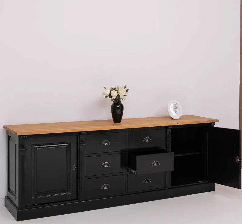 Großes Sideboard aus Massivholz im Landhausstil mit 6 Schubladen