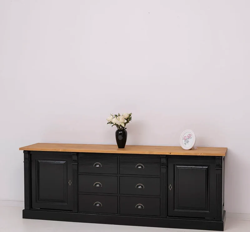 Großes Sideboard aus Massivholz im Landhausstil mit 6 Schubladen
