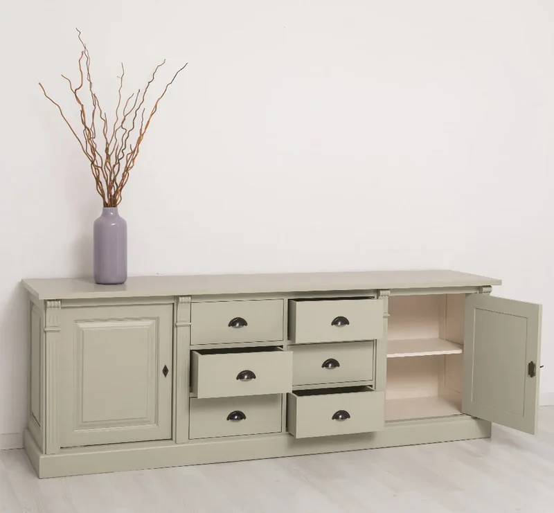 Großes Sideboard aus Massivholz im Landhausstil mit 6 Schubladen