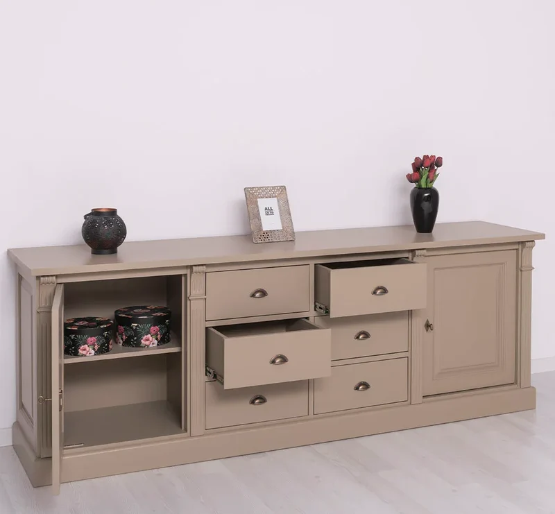 Großes Sideboard aus Massivholz im Landhausstil mit 6 Schubladen