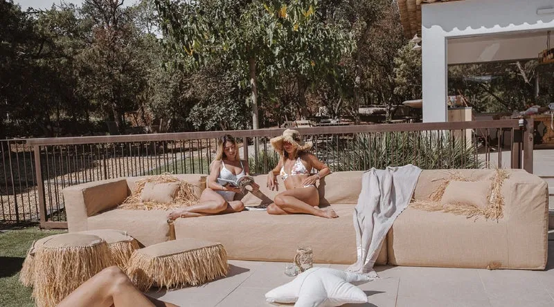 Casa Padrino Luxus Outdoor Garten Sofa Beige 450 cm
