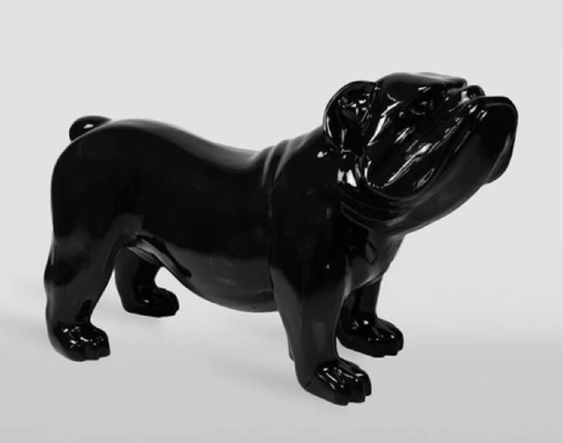 Casa Padrino XXL Deko Skulptur Hund Bulldogge Schwarz 226 cm