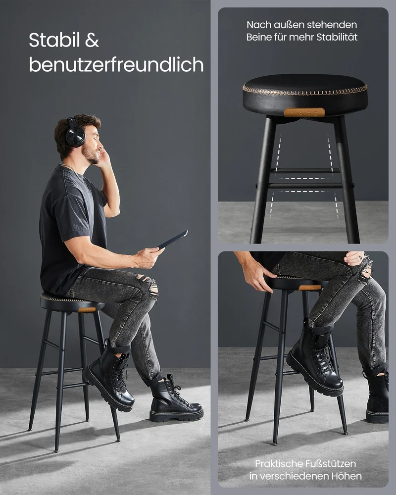 2er-Set Barhocker – Luxus-Küchenstühle – Verstellbare Beine