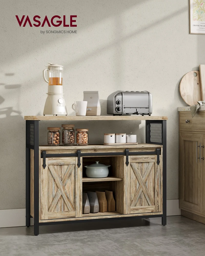 Sideboard mit Schiebetüren - Schrank 100 cm breit - Vintage Braun und Schwarz
