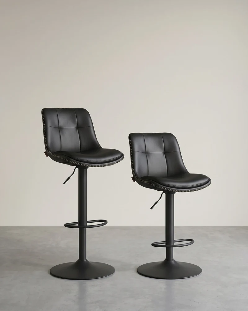2er-Set Barhocker - Verstellbar und 360° drehbar - Kunstleder