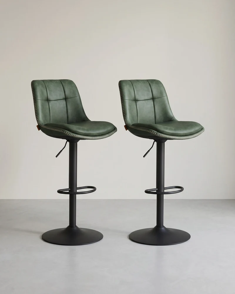 2er-Set Barhocker - Verstellbar und 360° drehbar - Kunstleder