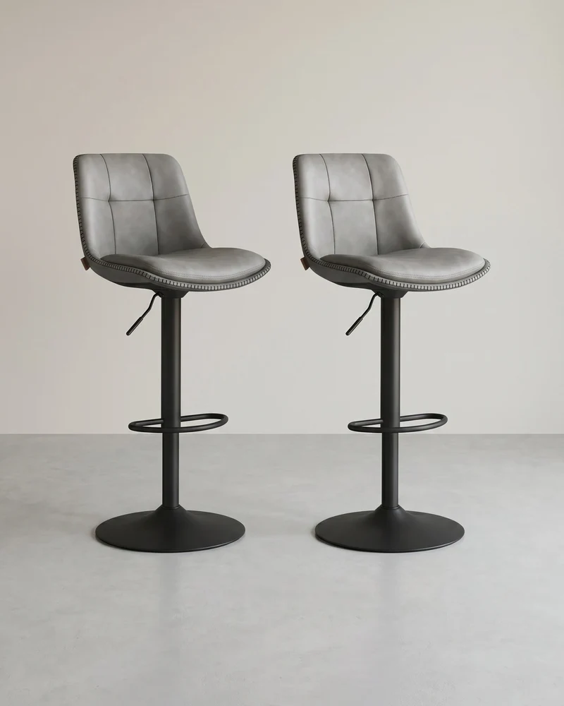 2er-Set Barhocker - Verstellbar und 360° drehbar - Kunstleder