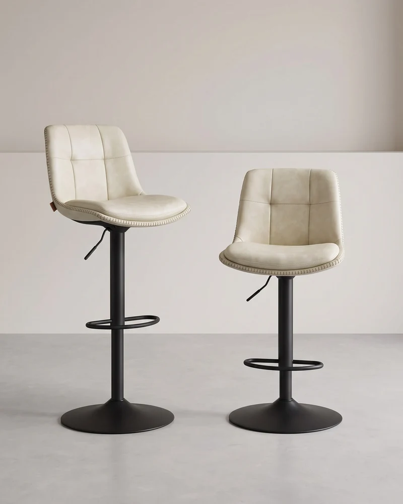 2er-Set Barhocker - Verstellbar und 360° drehbar - Kunstleder