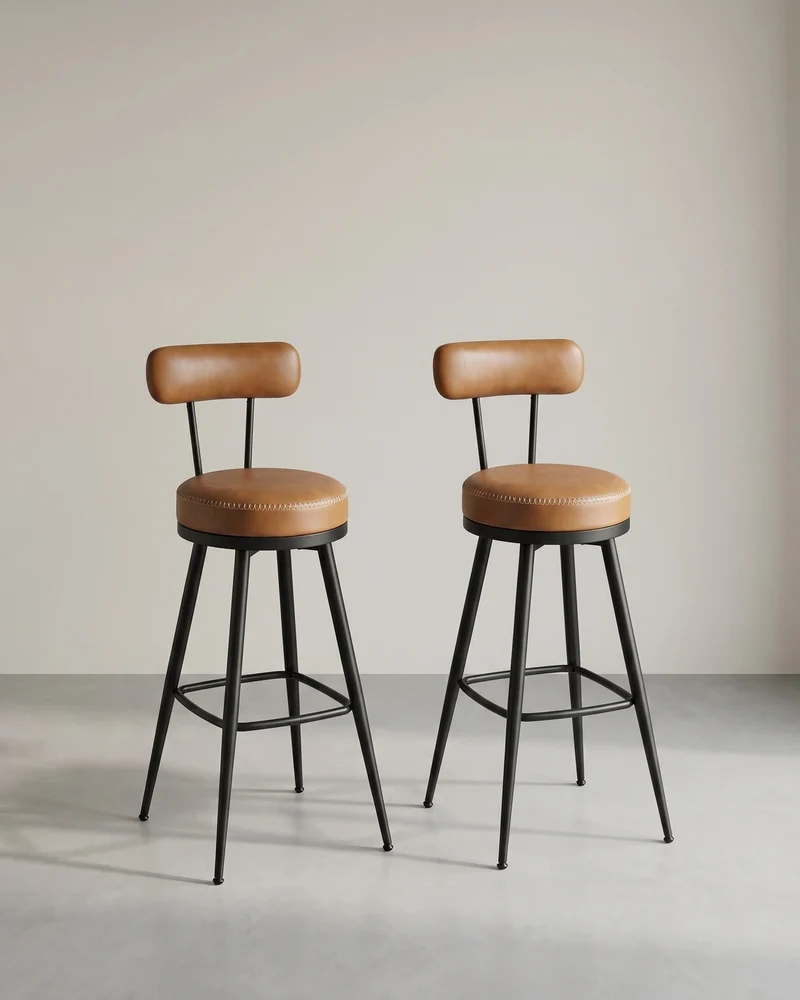 2er Set Barhocker - 360° drehbar - Kunstleder - Industriedesign