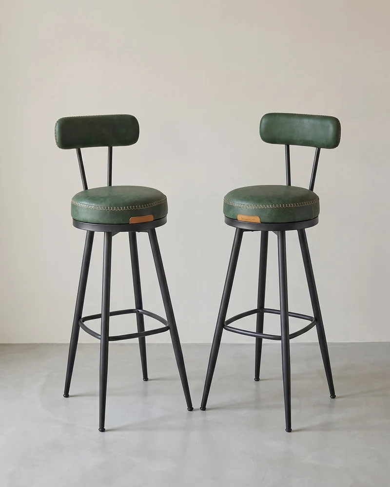 2er Set Barhocker - 360° drehbar - Kunstleder - Industriedesign