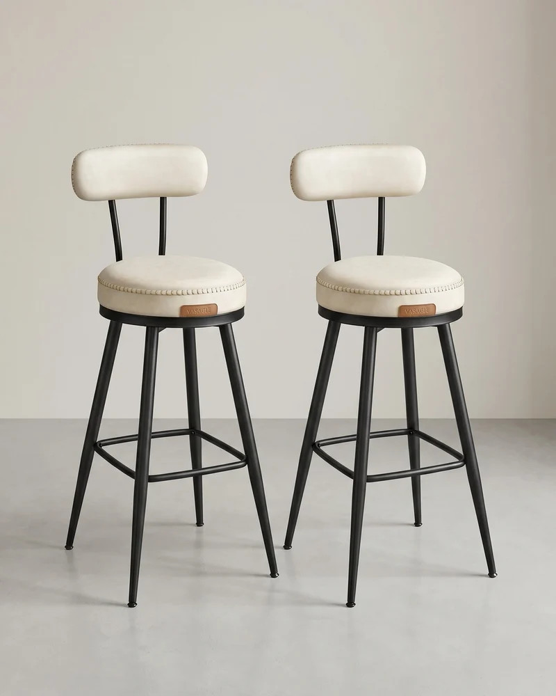 2er Set Barhocker - 360° drehbar - Kunstleder - Industriedesign