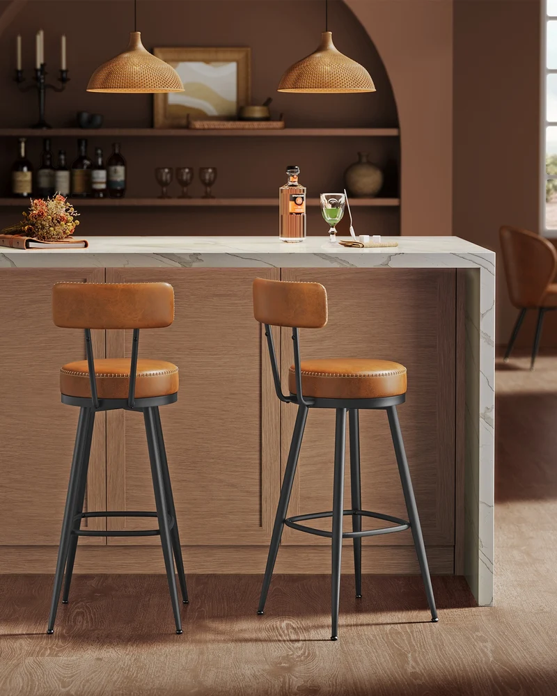 2er Set Barhocker - 360° drehbar - Kunstleder - Industriedesign