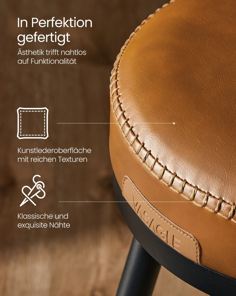 2er Set Barhocker - 360° drehbar - Kunstleder - Industriedesign