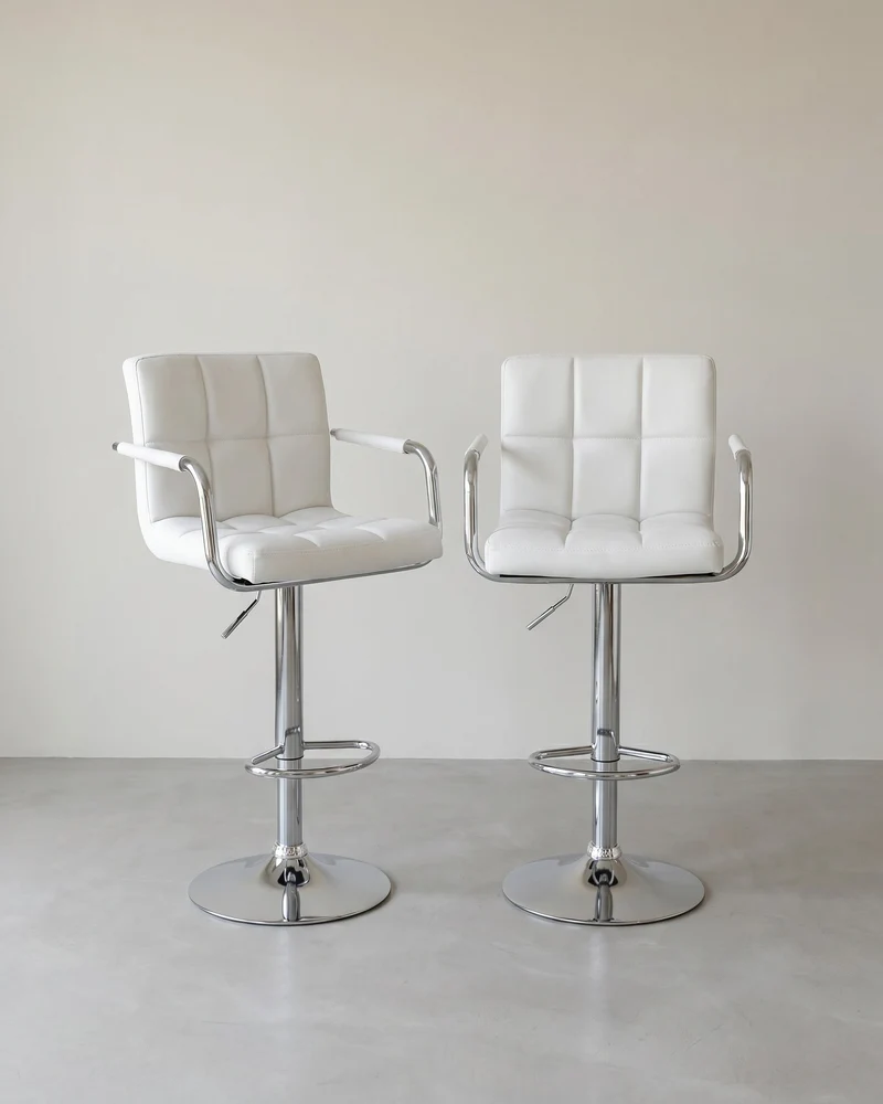 2er-Set Luxus-Barhocker mit Armlehnen – verstellbar – Kunstleder