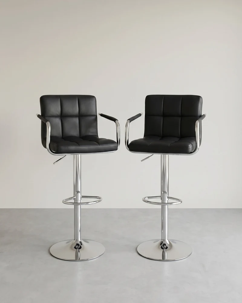 2er-Set Luxus-Barhocker mit Armlehnen – verstellbar – Kunstleder