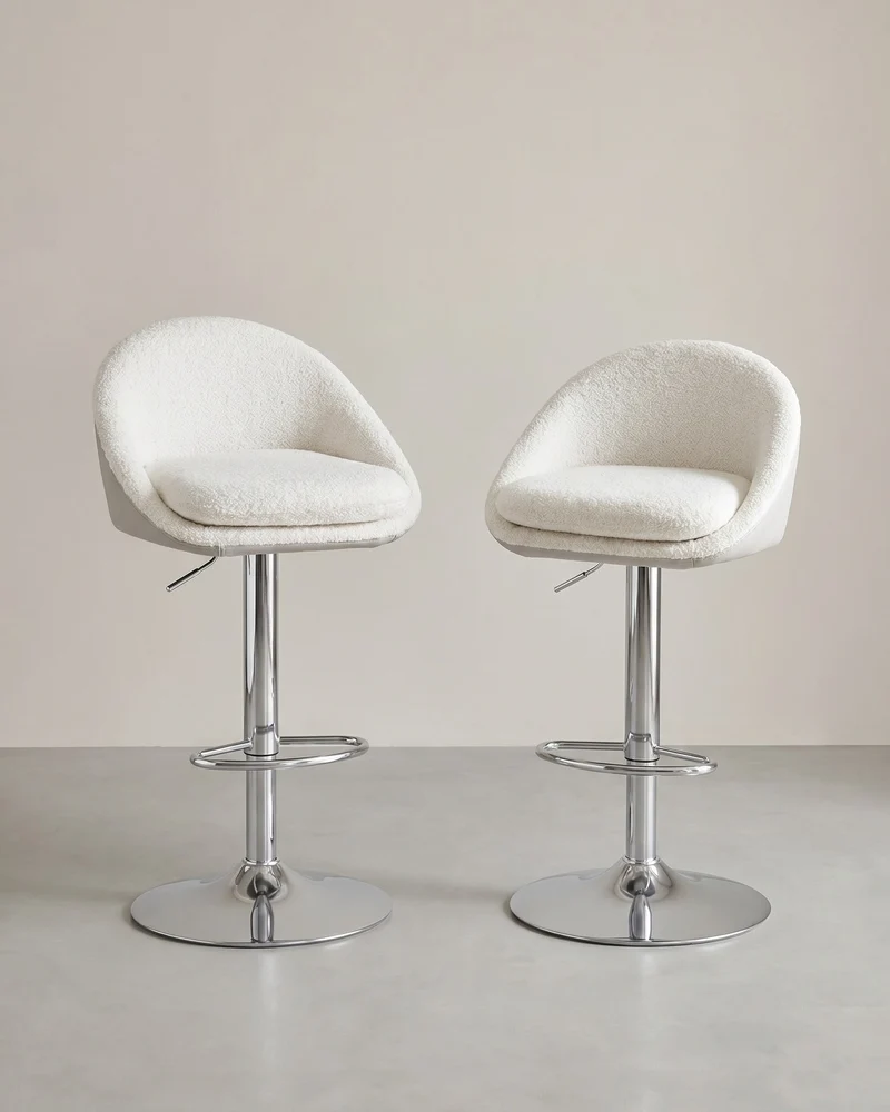 2er-Set Luxus-Barhocker – Bouclé – Samt – Verstellbar