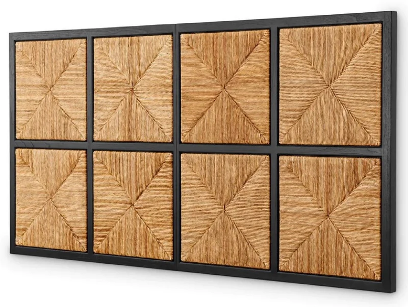 Casa Padrino Luxus Bett-Kopfteil Naturfarben / Schwarz 290 cm - Luxus Schlafzimmer Möbel