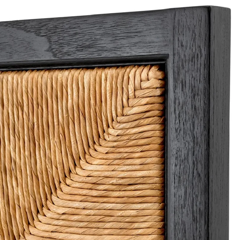Casa Padrino Luxus Bett-Kopfteil Naturfarben / Schwarz 290 cm - Luxus Schlafzimmer Möbel