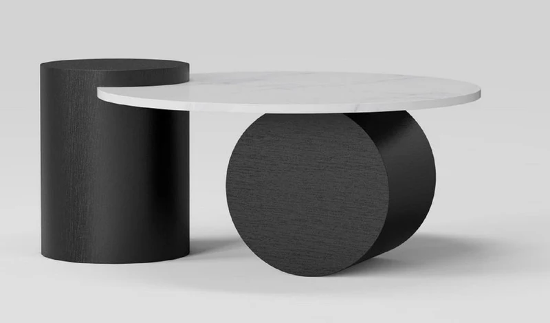 Casa Padrino Luxus Couchtisch mit Keramik Tischplatte Schwarz / Weiß 106 cm