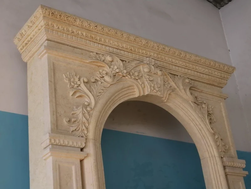 Casa Padrino Luxus Barock Marmor Kaminumrandung Beige 200 x H. 342 cm