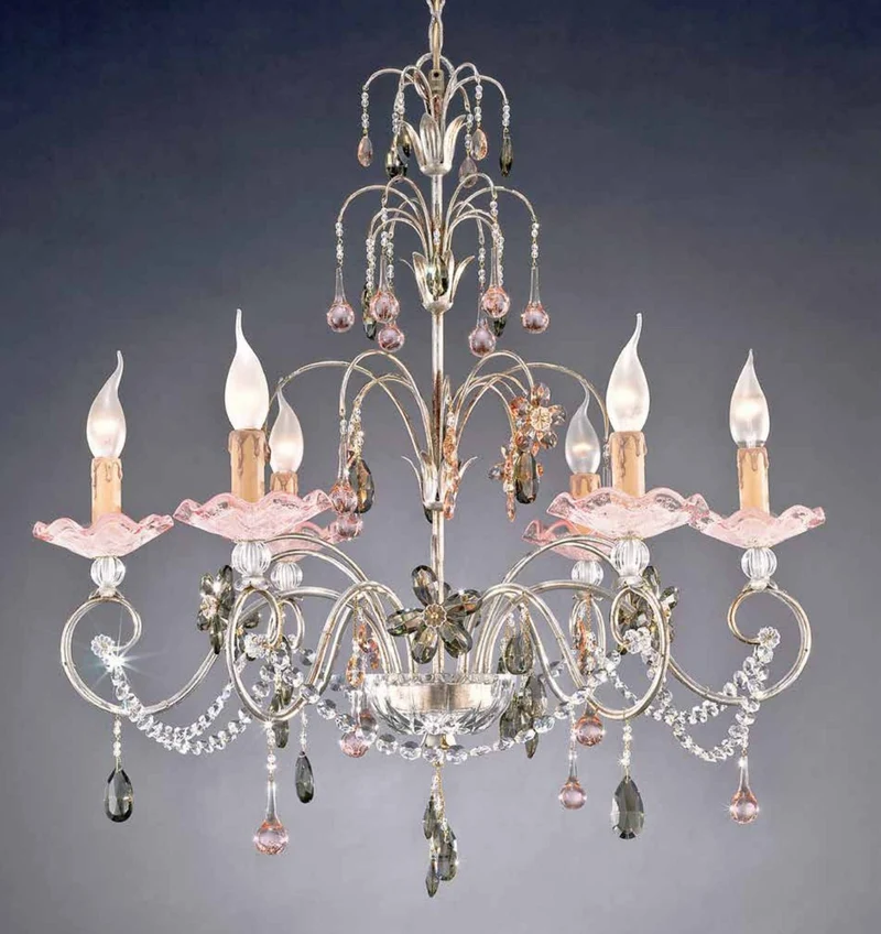 Casa Padrino Barock Kronleuchter Silber Ø 70 x H. 75 cm 6-flammig - Handgefertigte Leuchte aus Italien - Barock Leuchten