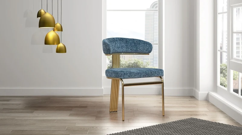 Casa Padrino Luxus Esszimmer Stuhl Blau / Gold H. 83 cm