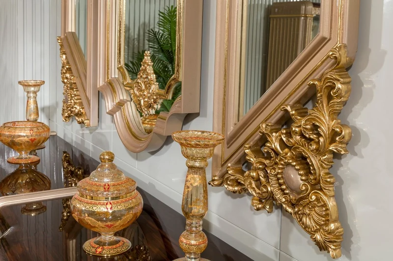 Casa Padrino Luxus Barock Sideboard und 3 Wandspiegel Dunkelbraun / Grau / Gold - Barock Möbel
