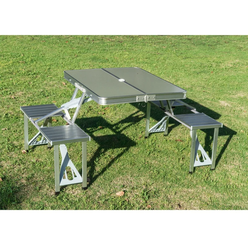 Aluminiumlegierung Outdoor Camping Picknicktisch Integrierter Klapptisch und Stuhl