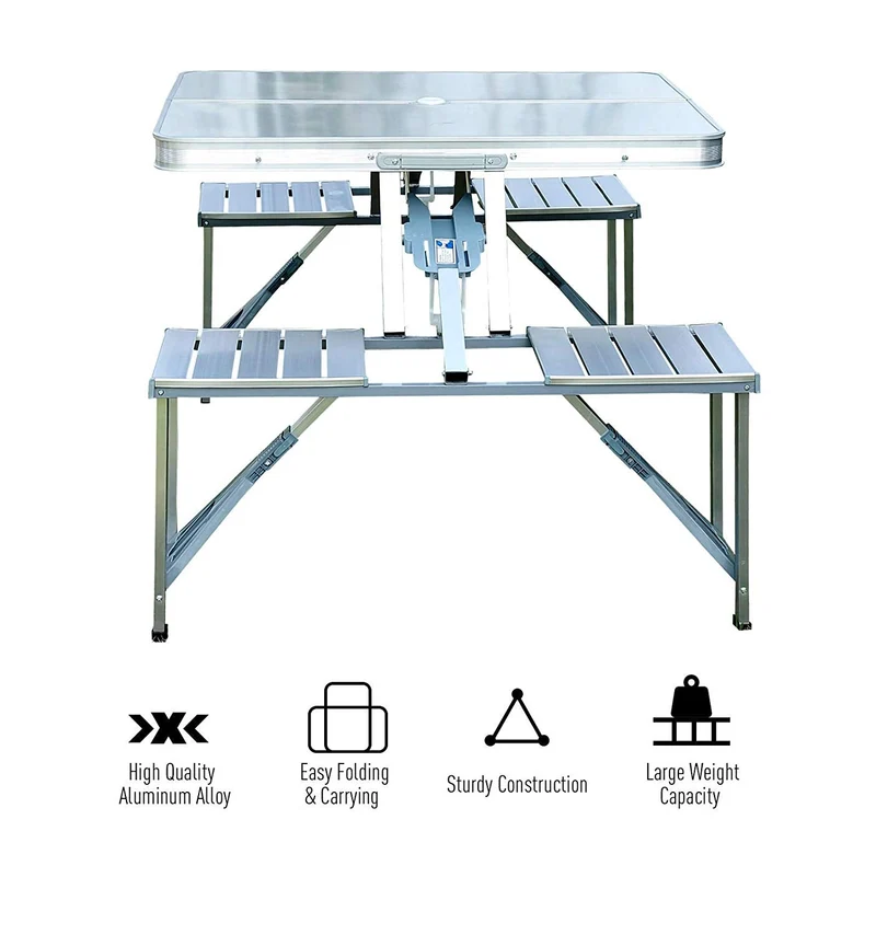 Aluminiumlegierung Outdoor Camping Picknicktisch Integrierter Klapptisch und Stuhl