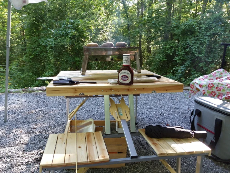 Aluminiumlegierung Outdoor Camping Picknicktisch Integrierter Klapptisch und Stuhl