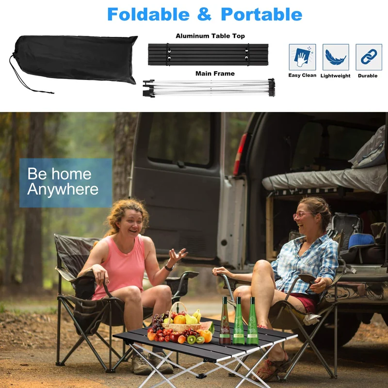 Klappbarer Campingtisch aus Aluminium mit Tragetasche