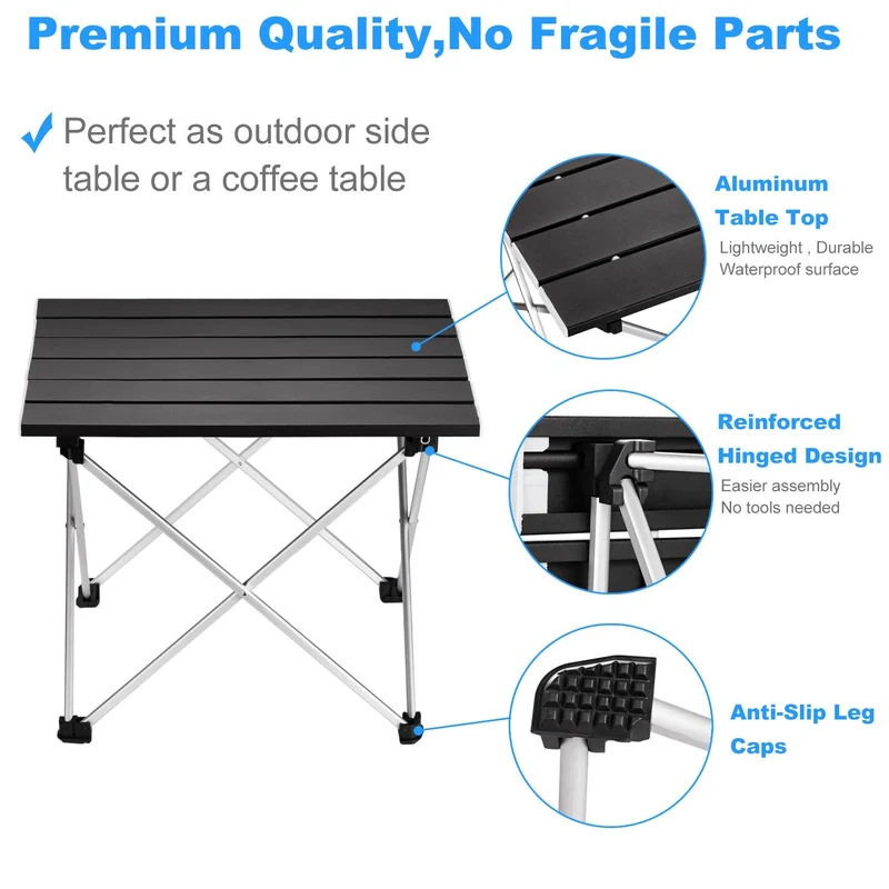 Klappbarer Campingtisch aus Aluminium mit Tragetasche