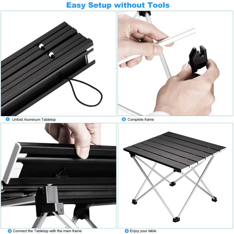 Klappbarer Campingtisch aus Aluminium mit Tragetasche