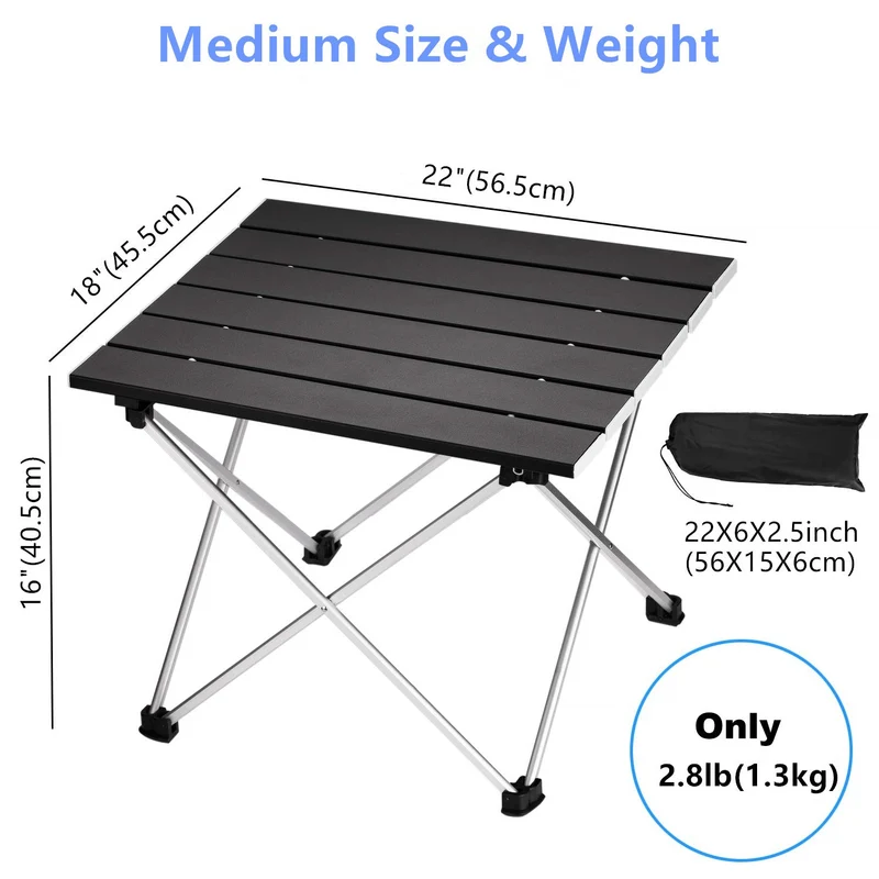 Klappbarer Campingtisch aus Aluminium mit Tragetasche
