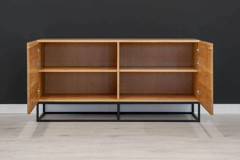 Industrial Sideboard aus massiver Eiche | Zweitürige Kommode Frame