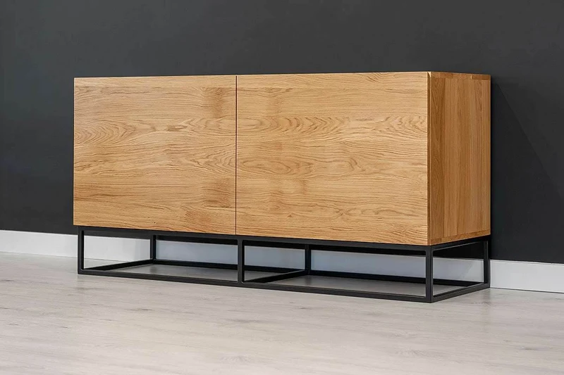 Industrial Sideboard aus massiver Eiche | Zweitürige Kommode Frame