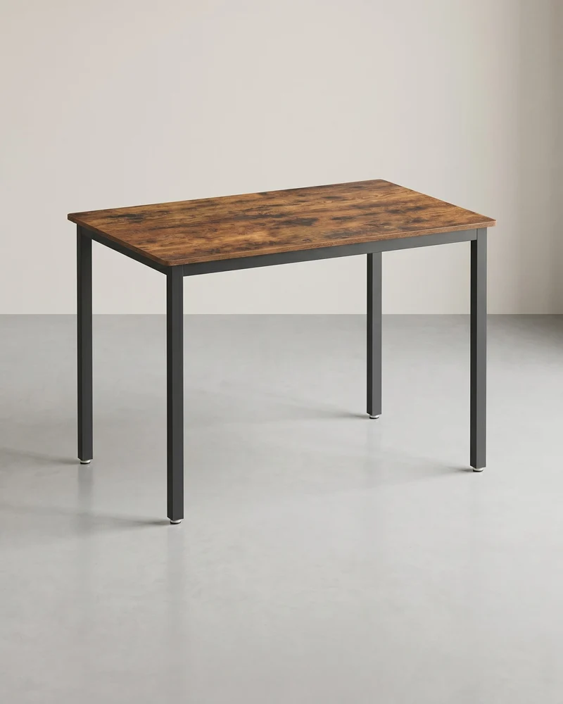 Esstisch Industriell 110 cm – Für 4 Personen – Holzoptik Mit Schwarzem Stahlrahmen – Bis 120 kg