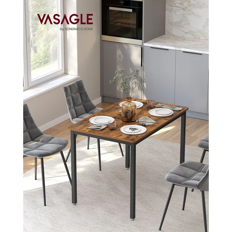 Esstisch Industriell 110 cm – Für 4 Personen – Holzoptik Mit Schwarzem Stahlrahmen – Bis 120 kg