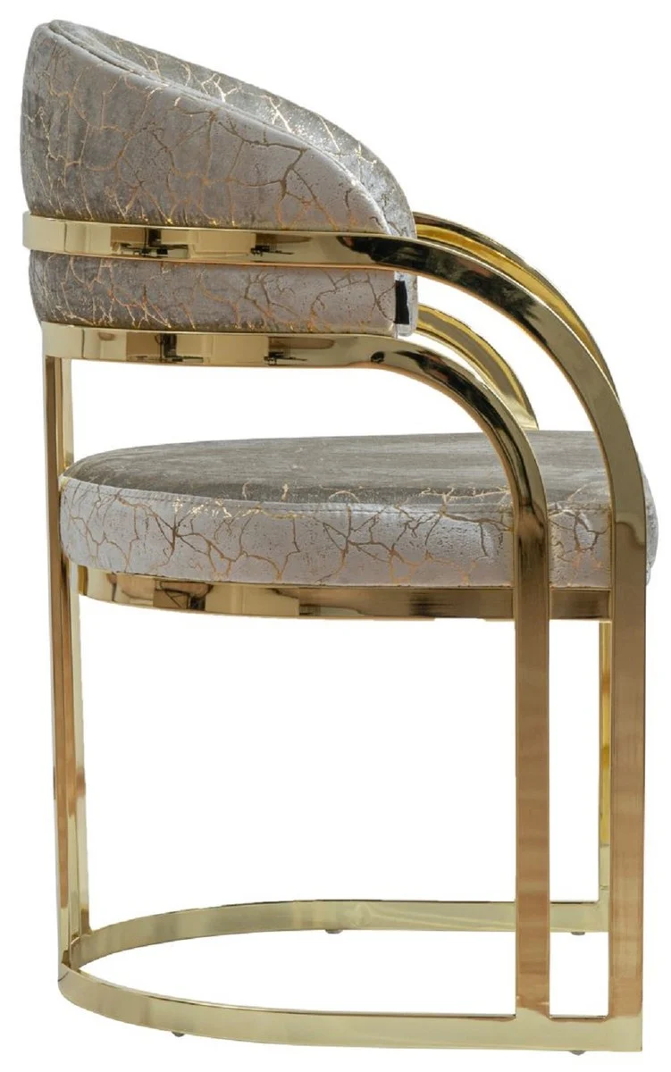 Casa Padrino Luxus Esszimmer Stuhl 6er Set mit Armlehnen Silber / Gold H. 88 cm
