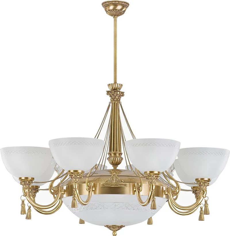 Casa Padrino Luxus Barock Kristall Kronleuchter Gold / Weiß Ø 95 cm