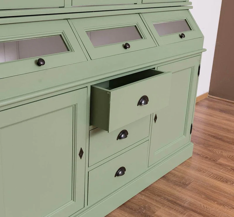 Geschirrschrank aus Massivholz mit Display | 2- teilig | Vitrinenschrank