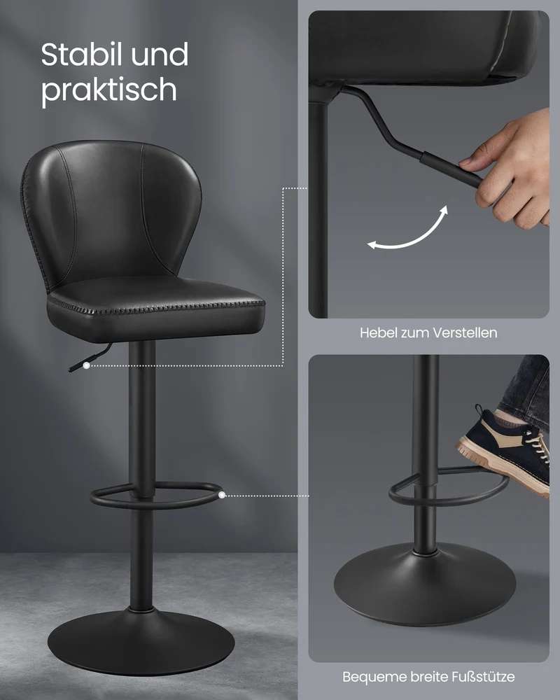 Luxus Barhocker 2er oder 4er Set - Verstellbar - 360° Drehbar