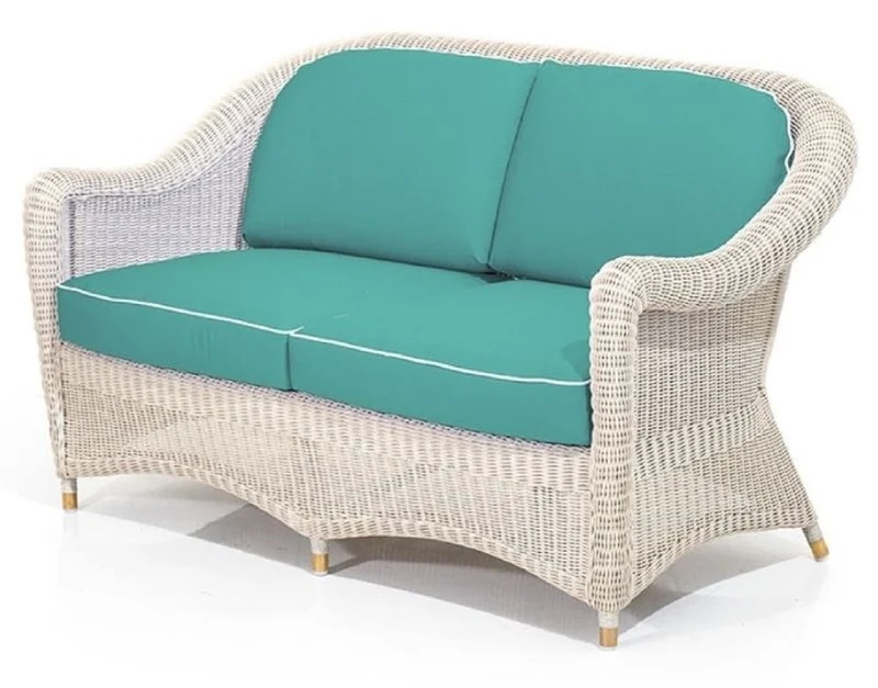 Casa Padrino Luxus 2er Gartensofa Weiß / Türkis 140 cm