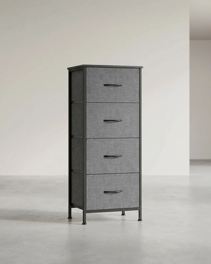 Sideboard Mit 4 Stoffschubladen - Stahlrahmen - Für Schlafzimmer Oder Flur