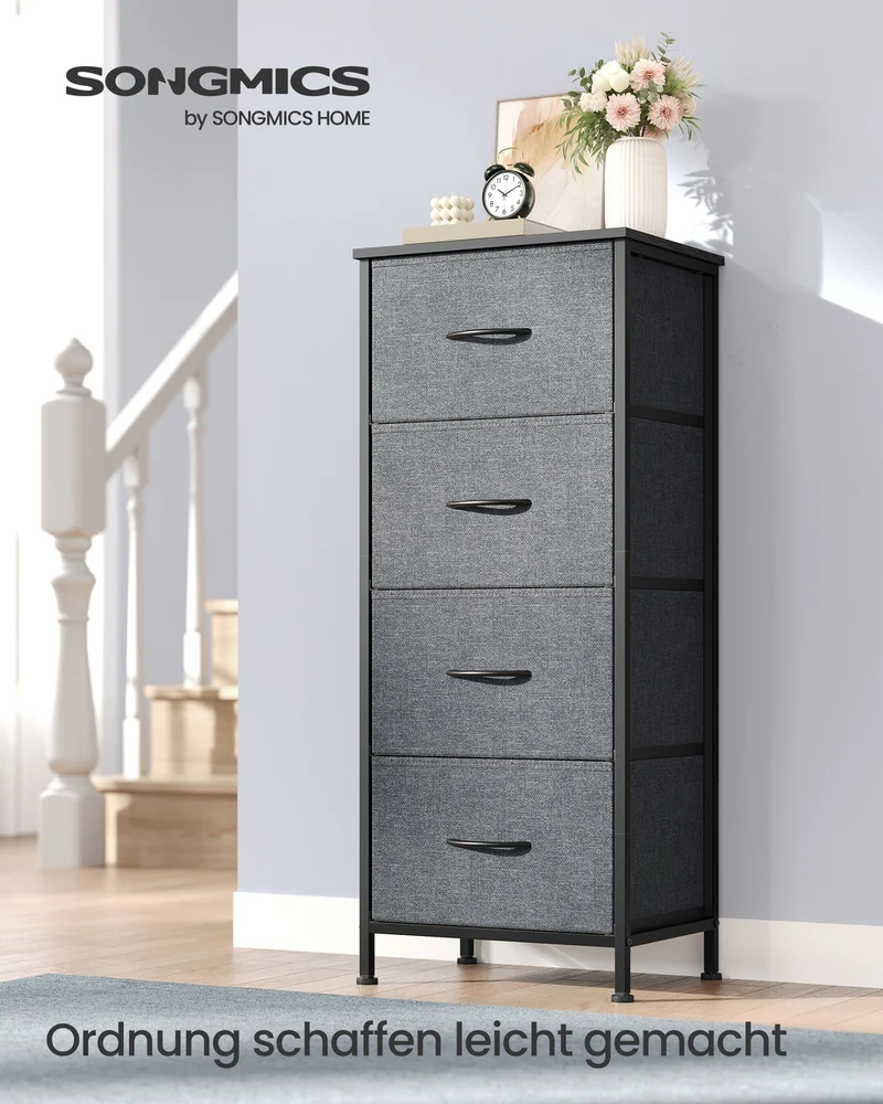 Sideboard Mit 4 Stoffschubladen - Stahlrahmen - Für Schlafzimmer Oder Flur