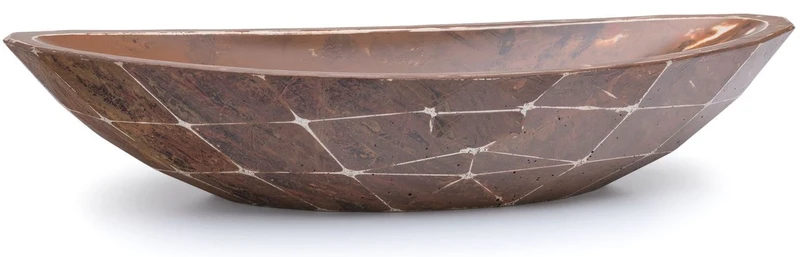 Casa Padrino Luxus Waschbecken Schale Braun / Weiß 60,9 x 29,7 x H. 11,9 cm - Handgefertigtes Beton Waschbecken - Badezimmer Accessoires - Luxus Badezimmer Zubehör