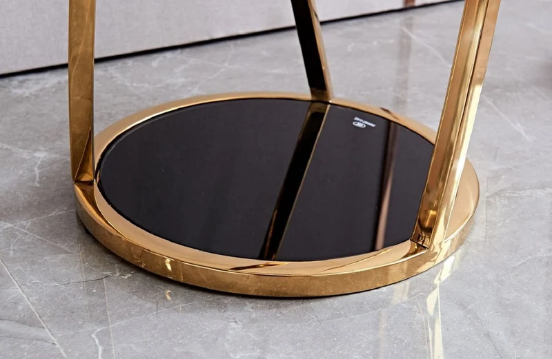 Casa Padrino Luxus Beistelltisch Gold / Schwarz Ø 35 x H. 70 cm - Runder Edelstahl Blumentisch mit getönten Glasplatten - Wohnzimmer Möbel - Luxus Möbel